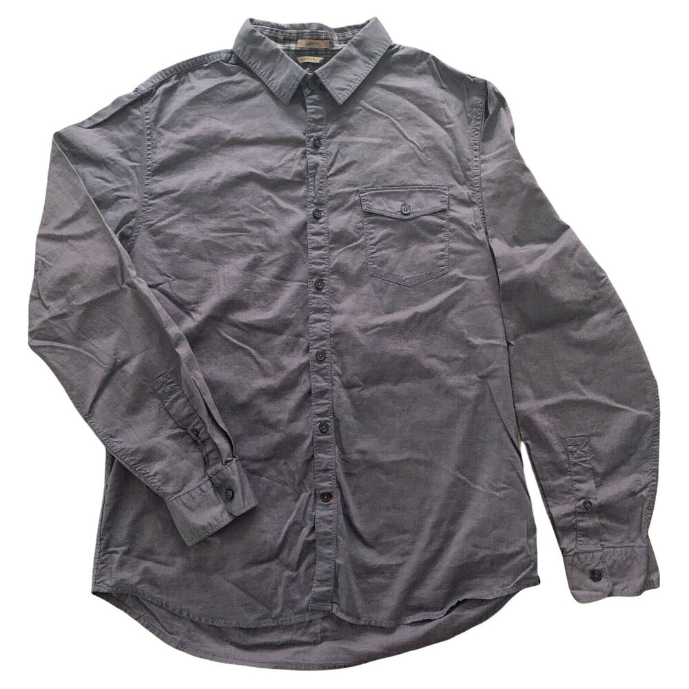 Guess Logan Regular Fit Button-Up Shirt Large Men's Long Sleeve Gray Cotton